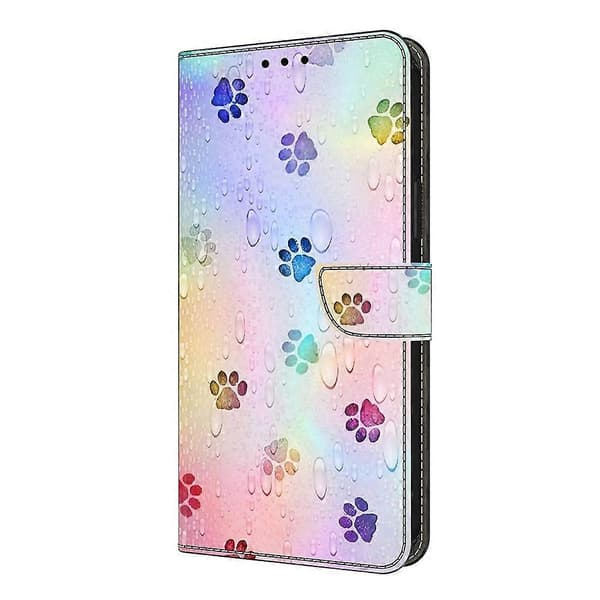 Kompatibelt med Samsung Galaxy S25 Edge Läderfodral Mönstertryck Plånboksställ Flip Telefonskal -lingling} Multicolor Cat Footprints