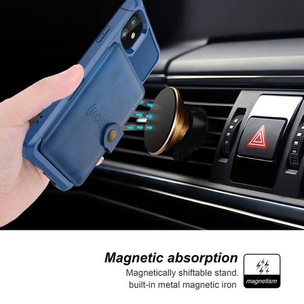 Kompatibel med iPhone 12 / 12 Pro - Mobilskal med magnetisk plånbok - Blå Blue Blå