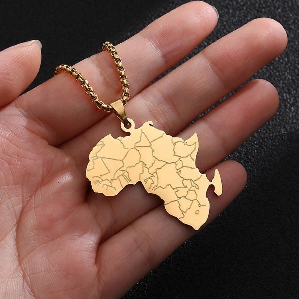 Rostfritt stål halsband smycken, Afrika karta hänge