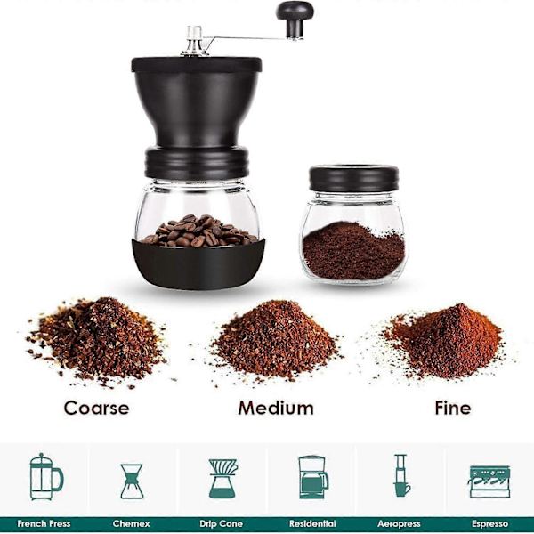 Manuel kaffekværn, keramisk kværn, velegnet til espresso og filterkaffe.