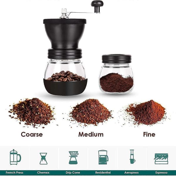 Manuell kaffekvern, keramisk kvern, egnet for espresso og dryppkaffe.