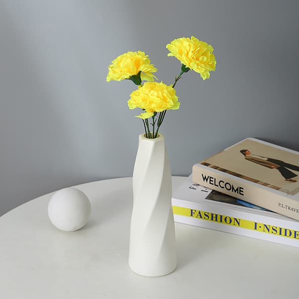Plastvase, imitasjon keramisk blomsterpotte, skrivebordsdekorasjon, mørkeblå.