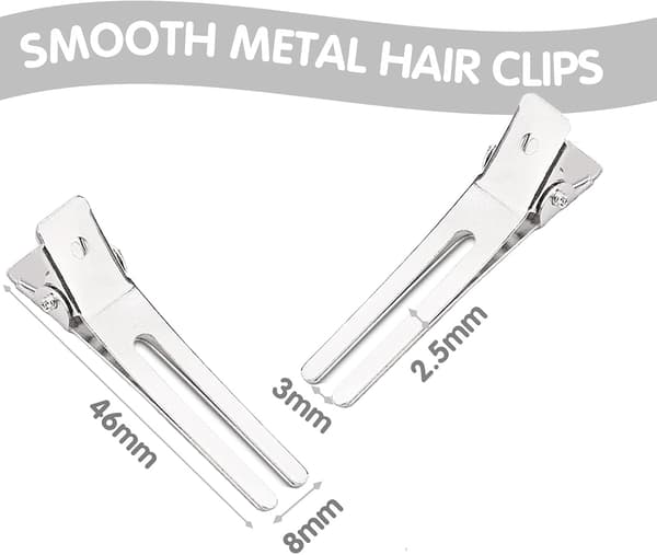50 dobbelte hårcurlers, 4,5 cm, metal, til opdeling, sølv, styling clips, DIY hårtilbehør