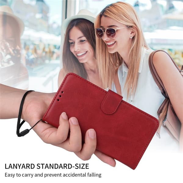 Kompatibel med iPhone 17 Pro Max PU Læder Wallet Case - Flere Farver Tilgængelige Röd red