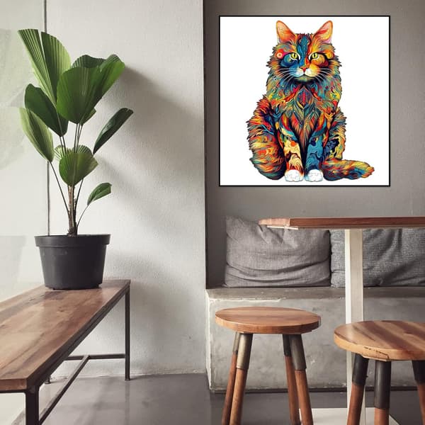 Unikt format djurträpussel, oregelbunden 3D-design, en perfekt present för kattälskare.