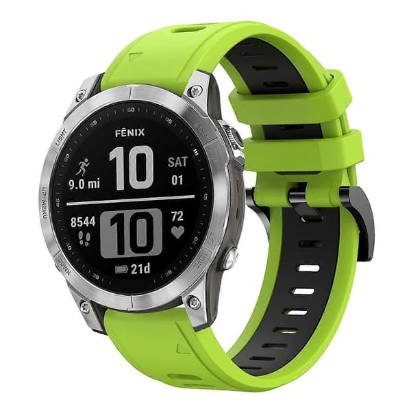 Silikoninen kellon ranneke Garmin Fenix 7 -linglingille} Lime Green Black