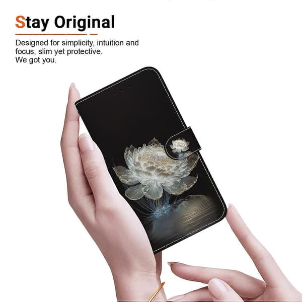 Kompatibel med iPhone 16 Pro Max Fodral Mönstertryck Läder Telefonskal med Plånbok-lingling} Crystal Crystal Peony