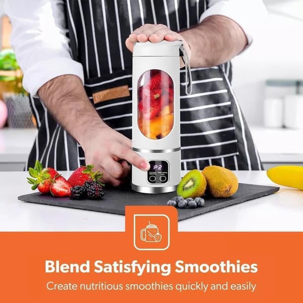 500 ml/16 oz blender med 12 rustfri stålblade, flere hastighedsindstillinger, 7,4 V (lilla)