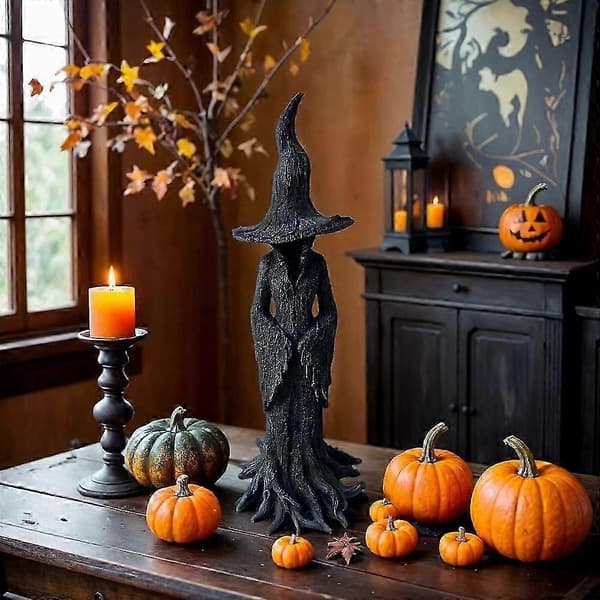 Cracker Barrel Træ Heks Statue Halloween Dekoration Gave Ny - 30 cm-lingling} 30cm