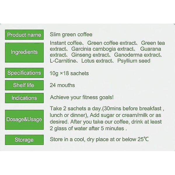 Ny produktkampanj! Högkvalitativt Grönt kaffe fettförbränningskaffe slim KETO bantningsmilkshake
