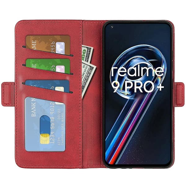 Magnetisk skinnetui med to sider, kompatibelt med OPPO Realme 9 Pro+-lingling} Red