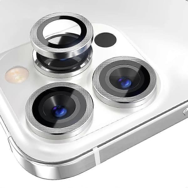 Kompatibel med iPhone 15 Pro kameralinsebeskyttere-lingling} Multicolor Silver