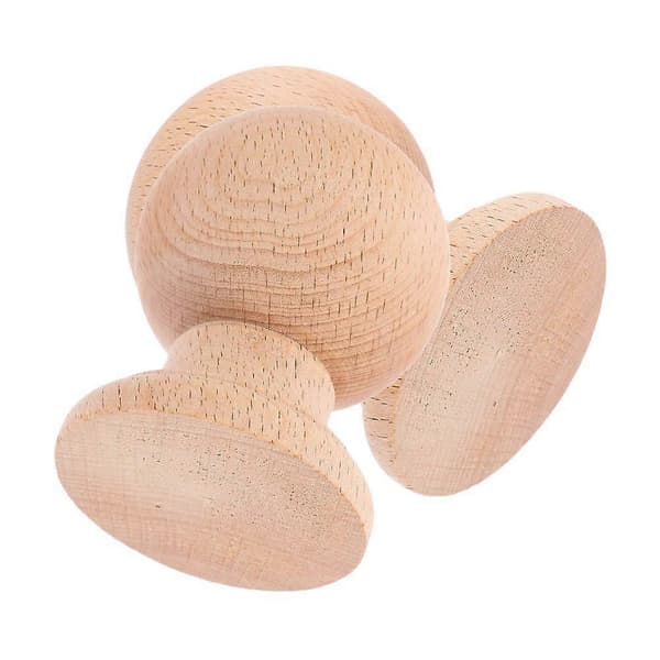To massive træknapper, dekorative møbelknapper, ubehandlede hårdtræsknapper, egnet til indendørs trapper, elegante khaki træknapper. Khaki 7.00X4.90X4.90CM
