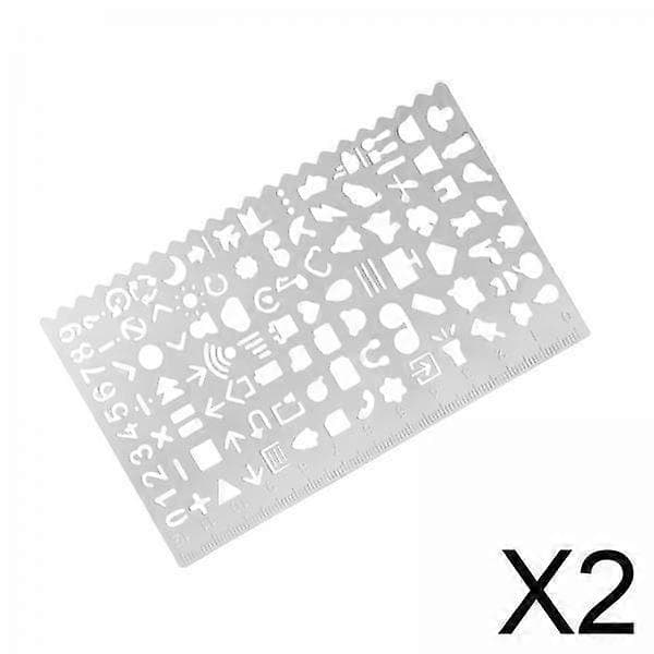2x Tegneskabelon Tegnestencil Multipurpose Kontor Rustfrit Stål Party-lingling}