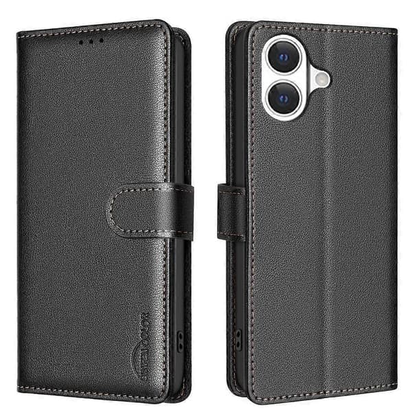 Litchi Tekstur RFID PU Etui Kompatibelt med iPhone 17 Pro-lingling} Black iPhone 17