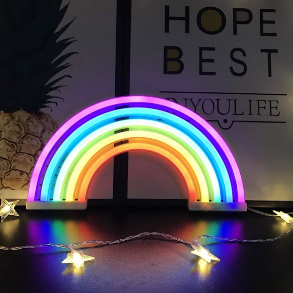 Hot 2025 Regnbue Neon Skilt, Regnbue Veggoppheng for Jenter Barnerom LED Lampe Regnbue Dekor Barnas Gaver