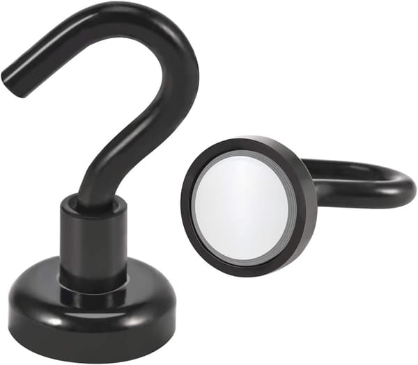 Magnetisk krog, 10 neodymmagneter, 16 mm stærk magnetisk krog, super stærk magnet med krog (sort)