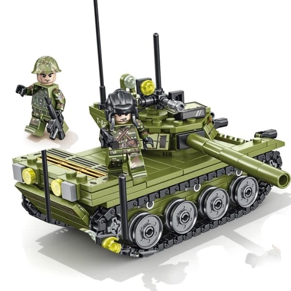 Militär Typ 85 Tank Byggkloss Leksaksset (Inkluderar två dockor) Yellow 110cm