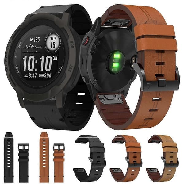 Nahkainen kellon ranneke Garmin Instinct 2 -linglingille} Brown
