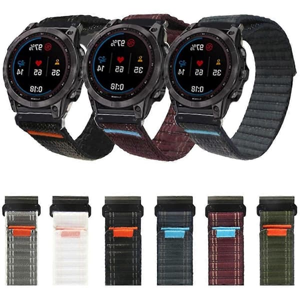 Bästsäljande Nylon Loop Quick Release-armband Kompatibelt med Garmin 26mm Grey