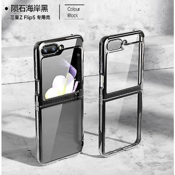 Klart case kompatibelt Samsung Galaxy Z Flip 5 med externt skärmskydd Z Flip 5 cover Svart