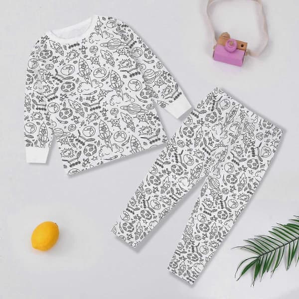 Kreativt DIY graffiti pyjamassæt til børn, DIY graffiti pyjamassæt til drenge og piger - Perfekt Raket Rocket 3-4Years