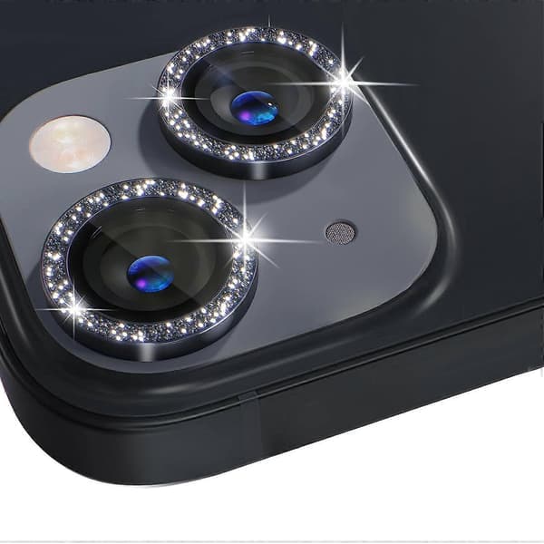 Kompatibel med iPhone 15 Kameralinsskydd-lingling} Multicolor Black
