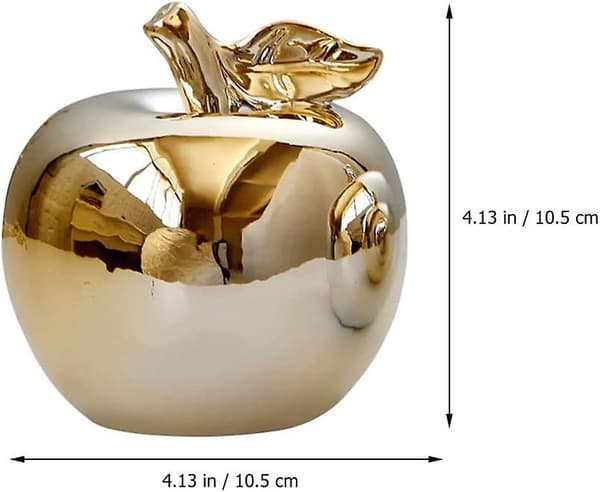 Keramisk æblefigur, frugtskulptur i porcelæn, boligindretning (guld).