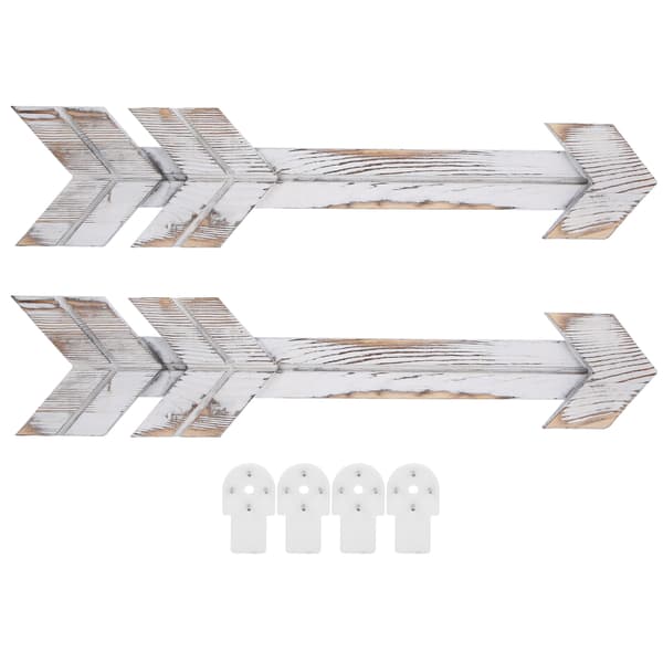 2-pack dekorativa väggdekorationer i träpil, bröllopsaccessoarer i lantlig stil, vit 0.5