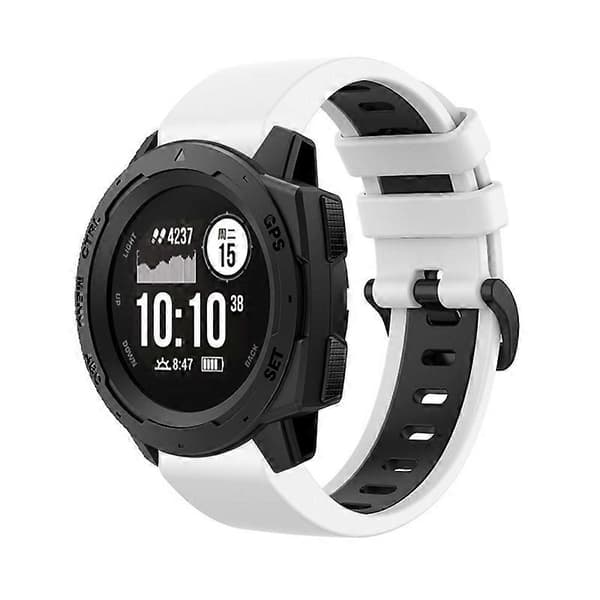Silikoninen kellon ranneke Garmin Instinct-linglingille White Black