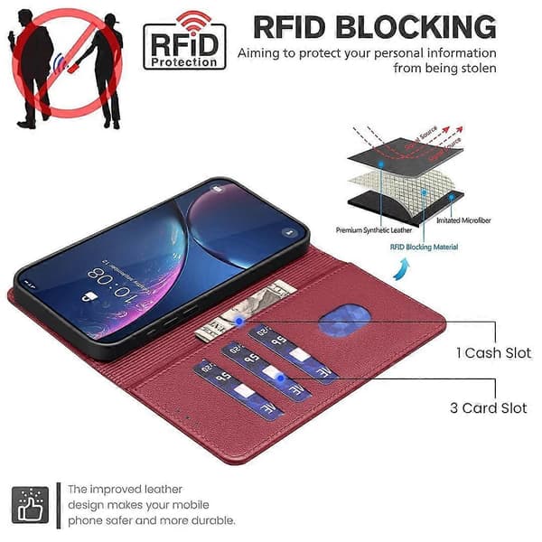 Litsi-kuvioitu RFID PU Cas-lingling} Red iPhone 17 Pro