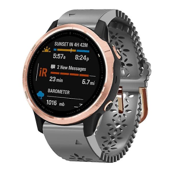 Silikoninen kellon ranneke Garmin Fenix 6S -linglingille} Grey