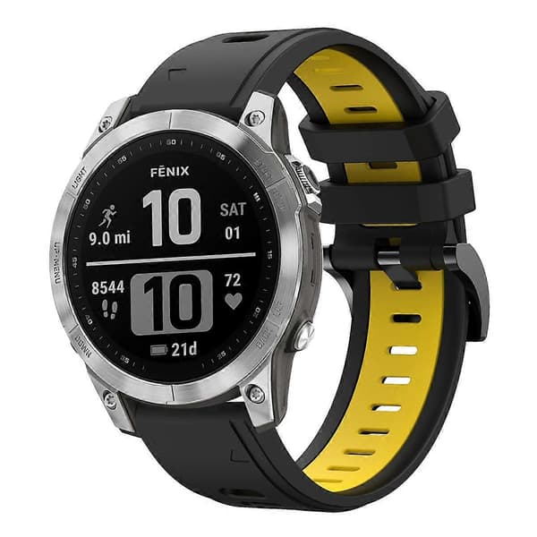 Silikone Urrem Til Garmin Fenix 7-lingling} Black Yellow