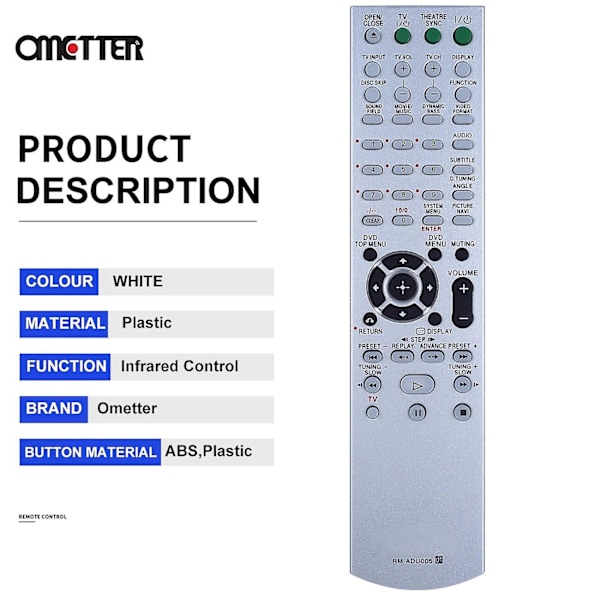 Hot 2025 Ny Fjernkontroll Rm-adu005 For Sony Dvd Hjemmekinosystem Dav-dz630 Hcd-dz630 Dav-hdx265 Fernbedienung [DB]