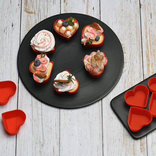 12 silikonmuffinsformar med hjärtformade muffinsformar