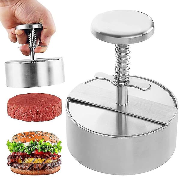 Pressform för peppar av rostfritt stål - idealisk för burgerformar, grillning och köket.
