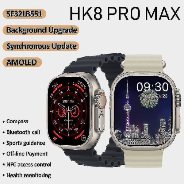 Hk8 Pro Max Ultra Men 49mm Amoled Skärm Kompass Nfc Smartwatch färg3