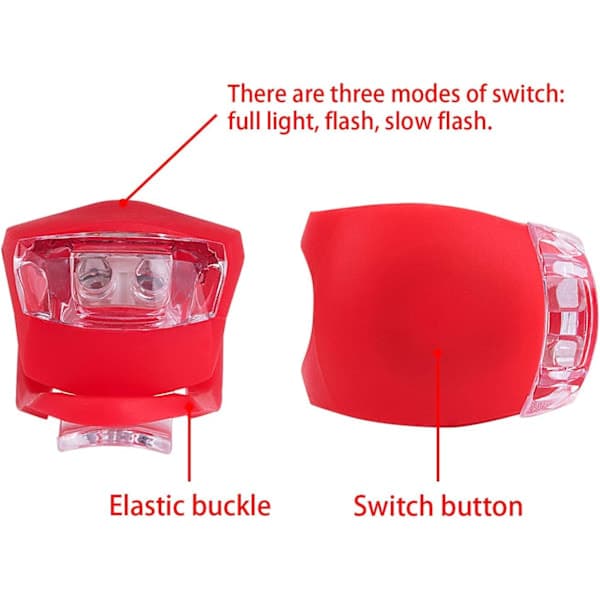 Bike Light Kit, Silicone LED Bicycle Light Set, 4 Front Lights and 4 Rear Lights (Red and White) - Multifunctional