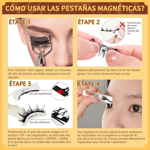 Magnetic False Eyelashes, Reusable, Natural Style, Includes Applicators, No Glue Required, Easy Magnetic False Eyelashes.
