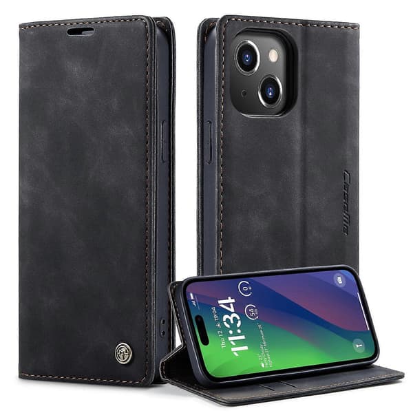 Kompatibel med iPhone 15 Läderplånbok Telefonfodral Flip Stativ Fallsäkert Skydd -lingling}