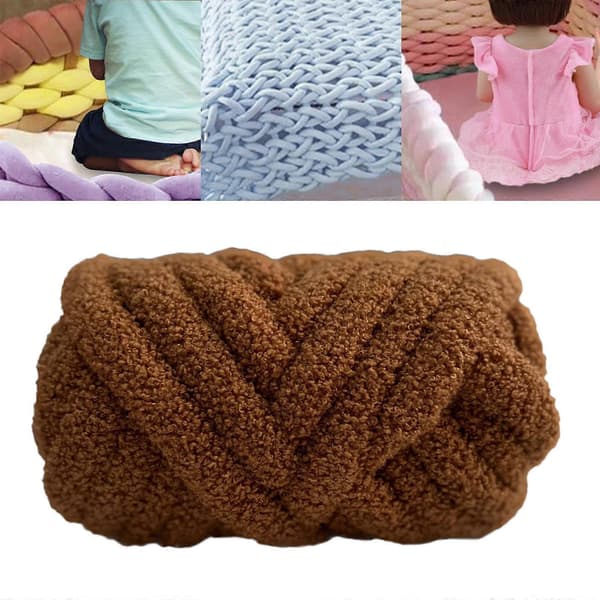 Grovt ullgarn armstickningsgarn lätt DIY handstickning tjockt garn vikt-lingling} Caramel