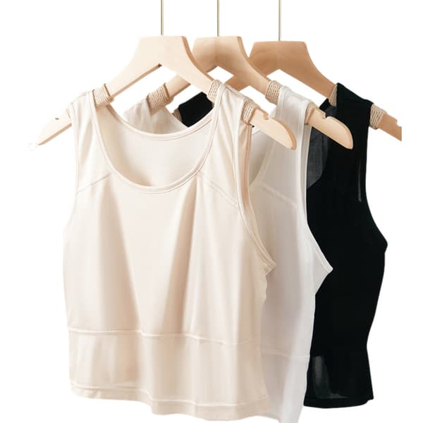 Elegant silkebluse til kvinder - Rund hals, ærmeløst design, sort Svart L