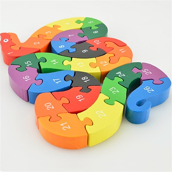 Heta 2025 26 st Alfabet Träpussel Jigsaw Barn Nummerblock Förskola