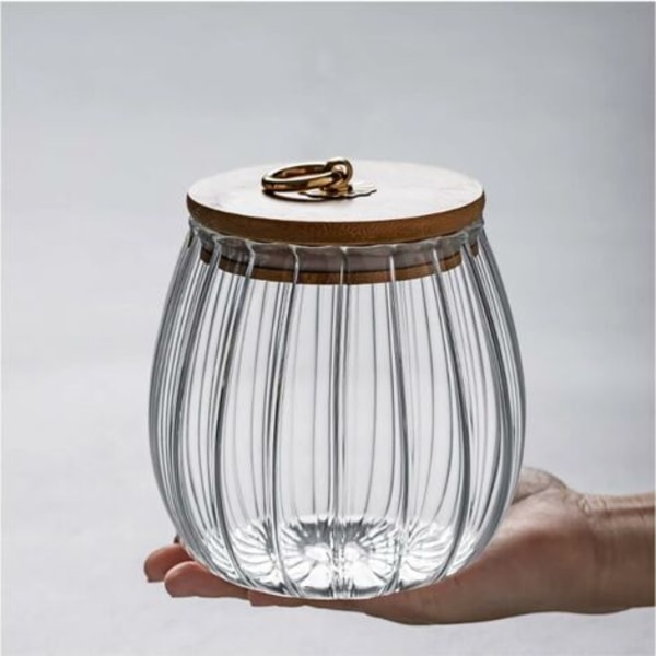 Het 2025 750 ml transparent glasburk med lufttätt lock i akaciaträ för kaffe, te, kryddor, socker, kakor, nötter--.pa