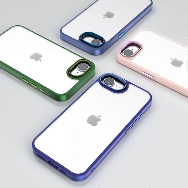 Kompatibel med iPhone 16e Skal TPU+PC Klar Telefon Baksida med Metallknapp-lingling} Multicolor Black