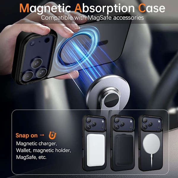 Kompatibel med iPhone 17 Pro - Magsafe Mat Cover - Sort black