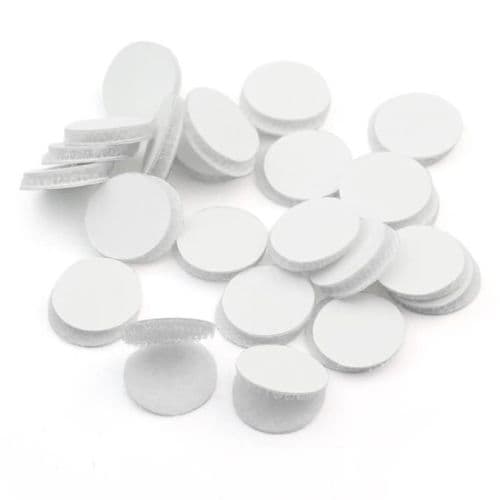 500 borrelås-dotter, 20 mm borrelås-dotter, selvklebende dotter, borrelås, selvklebende, hvit
