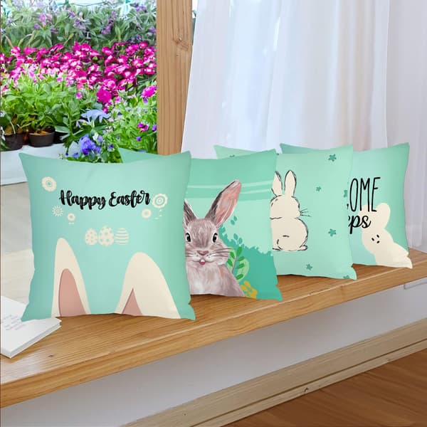 Örngott i bondgårdsstil för påsk, 45x45 cm, påskörngott för heminredning 4Pcs-45x45cm