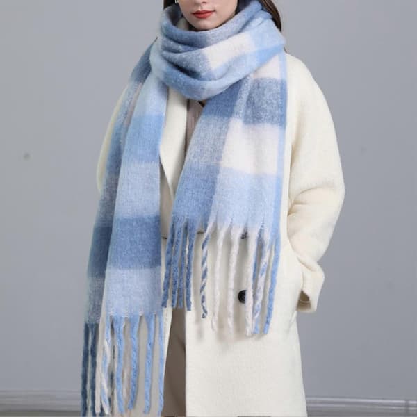 Dame Plaid Tørklæde Hold Varmen Åndbart Tilbehør Vinter Oversized Lange Tørklæder til Udendørs-lingling} 2