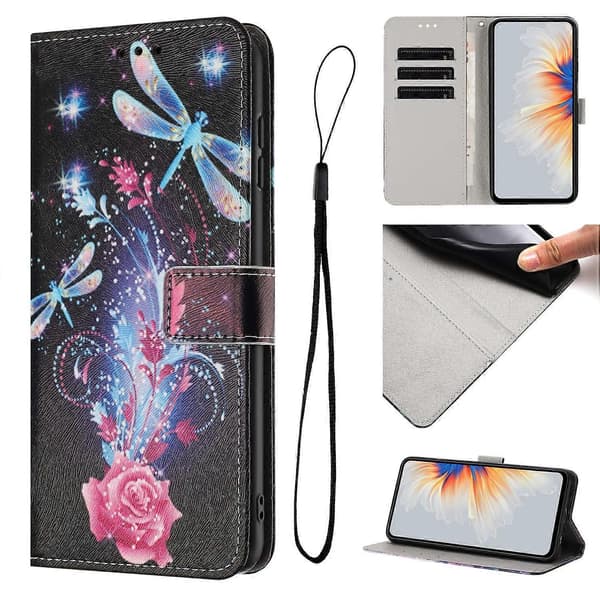 Kompatibel med iPhone 17 Pro Plånboksfodral Mönstertryck PU Läder Telefonskal med Snodd-lingling} Multicolor Dragonfly